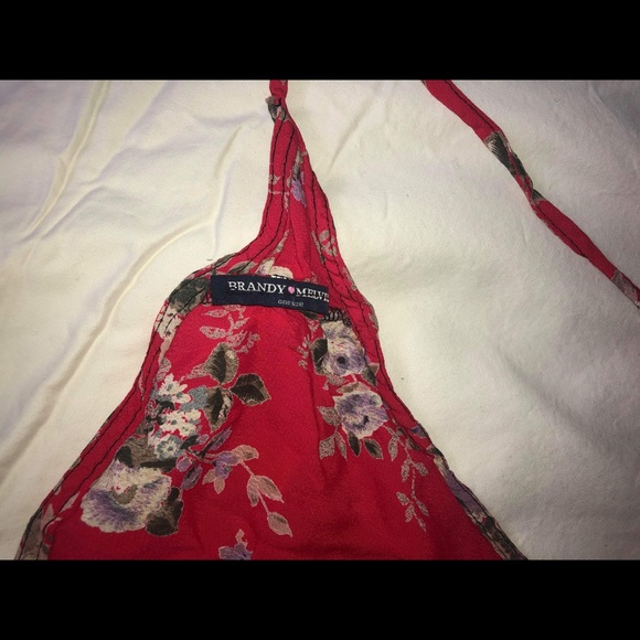 Brandy Melville Red Floral Crop Top - Picture 3 of 4